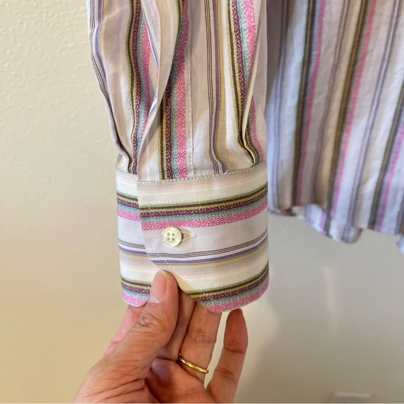 Etro Multicolor Stripe Button Down Dress Shirt Cotton Made in ltaly-35 (XS) - Picture 5 of 10